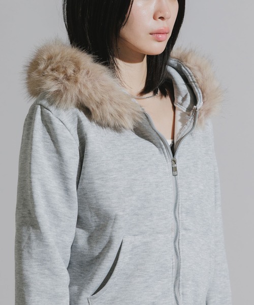Faux Fur Trim Zip-Up Hoodie / フェイクファー付き 2WAYジップアップ