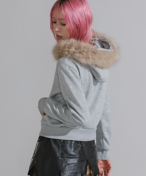 Faux Fur Trim Zip-Up Hoodie / フェイクファー付き 2WAYジップアップ