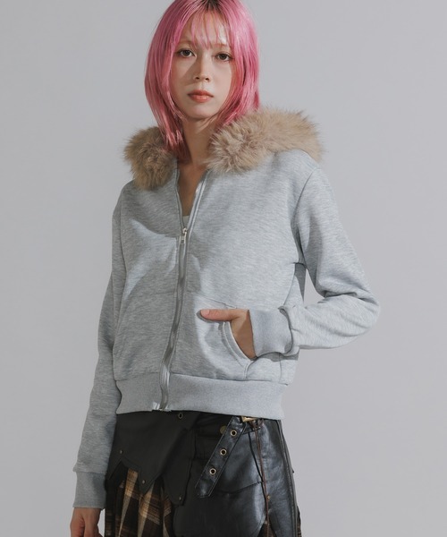 Faux Fur Trim Zip-Up Hoodie / フェイクファー付き 2WAYジップアップ