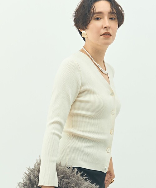 セール】《アンサンブル対応》《手洗い可能》カシミヤ混リブVネック