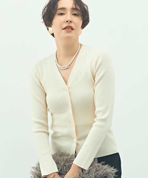 セール】《アンサンブル対応》《手洗い可能》カシミヤ混リブVネック