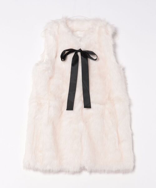 PICCIN PERLA（ピッチンペルラ）の「フェイクファーベスト（ロング）（ベスト・レディース・ブラック/オフホワイト・M）」の14枚目の写真