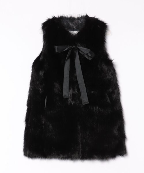 PICCIN PERLA（ピッチンペルラ）の「フェイクファーベスト（ロング）（ベスト・レディース・ブラック/オフホワイト・M）」の15枚目の写真