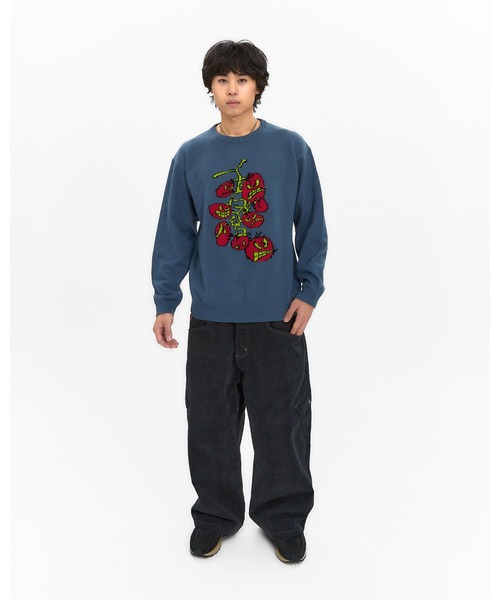YESEYESEE（イエスアイシー）の「Cherry Tomatoes Graphic Knit Pullover（ニット/セーター・メンズ・ブラウン/ネイビー・L/M/S/XL）」の14枚目の写真