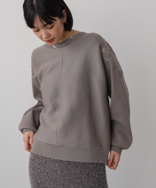 Bou Jeloud（ブージュルード）の「肩レースドルマンニットプルオーバー（ニット/セーター・レディース・ベージュ/ブラック/グレー・FREE）」の15枚目の写真