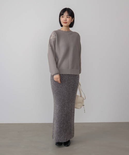 Bou Jeloud（ブージュルード）の「肩レースドルマンニットプルオーバー（ニット/セーター・レディース・ベージュ/ブラック/グレー・FREE）」の16枚目の写真