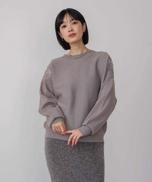 Bou Jeloud（ブージュルード）の「肩レースドルマンニットプルオーバー（ニット/セーター・レディース・ベージュ/ブラック/グレー・FREE）」の18枚目の写真