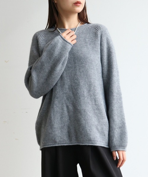 mul.（ムル）の「シンプル無地ニット（ニット/セーター・レディース・オレンジ/ホワイト/ブラック/サックスブルー/グレー・FREE）」の3枚目の写真