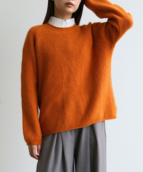 mul.（ムル）の「シンプル無地ニット（ニット/セーター・レディース・オレンジ/ホワイト/ブラック/サックスブルー/グレー・FREE）」の5枚目の写真