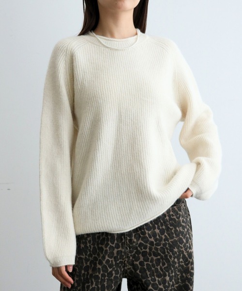 mul.（ムル）の「シンプル無地ニット（ニット/セーター・レディース・オレンジ/ホワイト/ブラック/サックスブルー/グレー・FREE）」の6枚目の写真