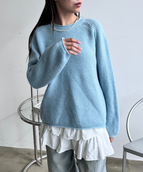 mul.（ムル）の「シンプル無地ニット（ニット/セーター・レディース・オレンジ/ホワイト/ブラック/サックスブルー/グレー・FREE）」の19枚目の写真