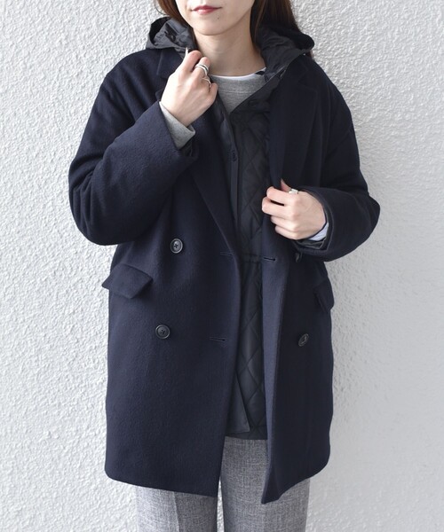 Tomorrowland BLUEWORK フード付きコートS 紺 キルティング Tomorrowland BLUEWORK フード付きコートS 紺 キルティング 【公式通販】