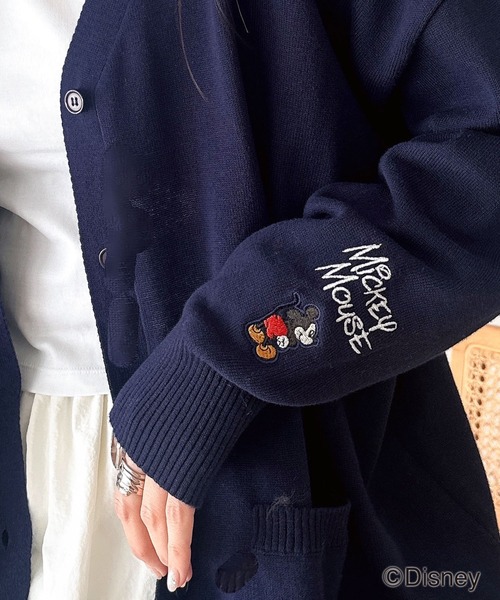 ミニー。です　OLLEBOREBLA 総柄長袖カーディガン Disney SERIES CREATED by MUS | MD FACE BUTTON カーディガン