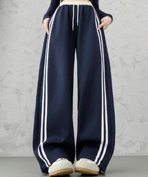 ウエストゴム付きドローストリングワイドパンツ