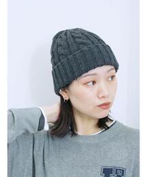 Samansa Mos2 blue | ケーブルニット帽(ハット)
