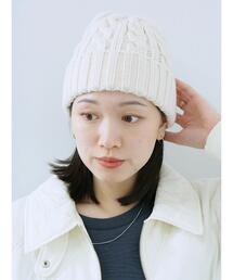 Samansa Mos2 blue | ケーブルニット帽(ハット)