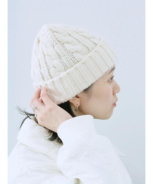 Samansa Mos2 blue（サマンサモスモスブルー）の「ケーブルニット帽（ハット・レディース・チャコールグレー/ブラック/キナリ・F）」の18枚目の写真