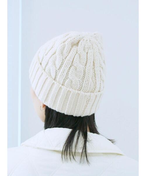 Samansa Mos2 blue（サマンサモスモスブルー）の「ケーブルニット帽（ハット・レディース・チャコールグレー/ブラック/キナリ・F）」の19枚目の写真