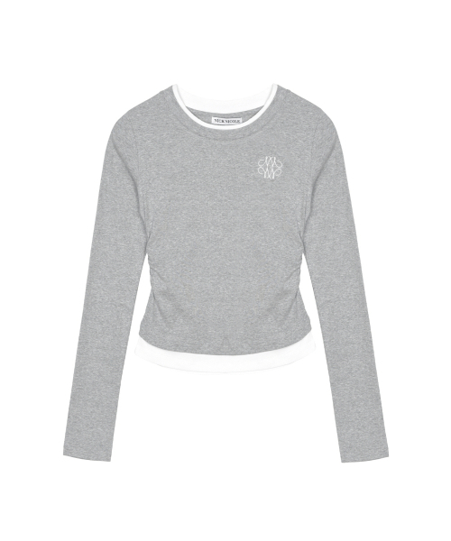 NICK&NICOLE(ニックアンドニコール)の「SHIRRING DOUBLE LAYERED TOP_GRAY(Tシャツ/カットソー・レディース・その他・MEDIUM/LARGE)」の1枚目の写真