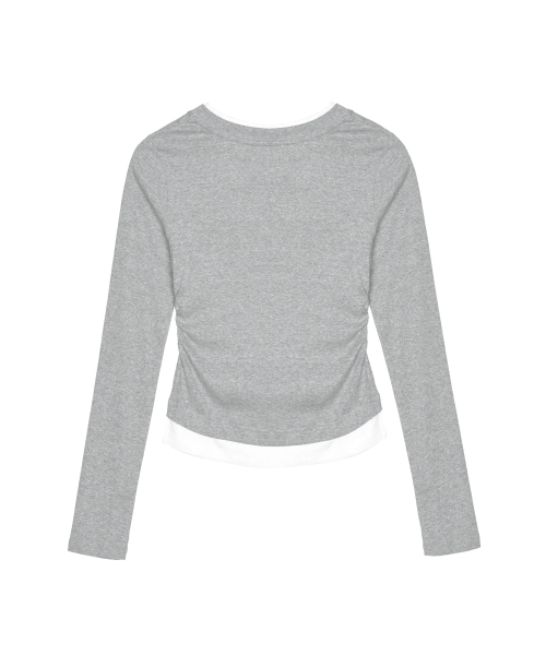NICK&NICOLE(ニックアンドニコール)の「SHIRRING DOUBLE LAYERED TOP_GRAY(Tシャツ/カットソー・レディース・その他・MEDIUM/LARGE)」の2枚目の写真