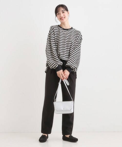 SHOO・LA・RUE(シューラルー)の「【S-LL/洗濯機可】マルチボーダー ミニ裏毛トップス(Tシャツ/カットソー・レディース・ブラック系2/ブラウン系その他3/ピンク系7・01/02/03/04)」の6枚目の写真