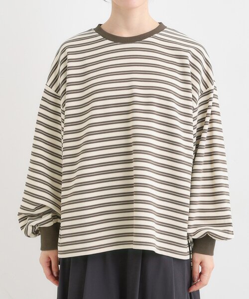 SHOO・LA・RUE(シューラルー)の「【S-LL/洗濯機可】マルチボーダー ミニ裏毛トップス(Tシャツ/カットソー・レディース・ブラック系2/ブラウン系その他3/ピンク系7・01/02/03/04)」の16枚目の写真