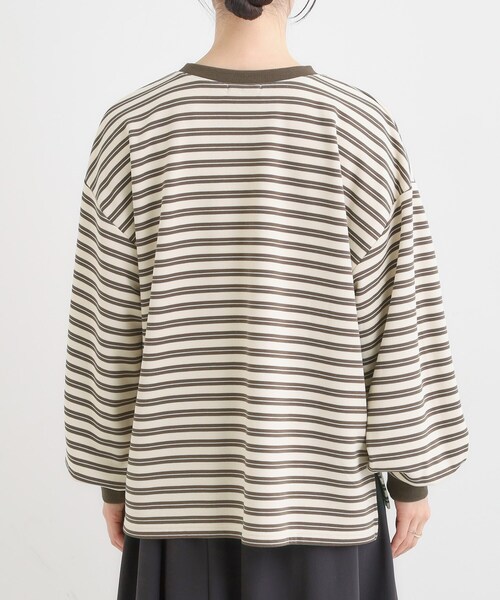 SHOO・LA・RUE(シューラルー)の「【S-LL/洗濯機可】マルチボーダー ミニ裏毛トップス(Tシャツ/カットソー・レディース・ブラック系2/ブラウン系その他3/ピンク系7・01/02/03/04)」の18枚目の写真