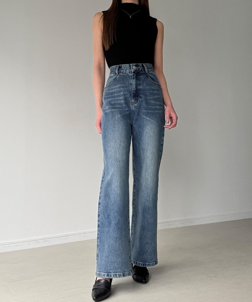 Louere（ルエレ）の「ストレッチハイウエストストレートデニムパンツ[高身長サイズST有り]（デニムパンツ・レディース・ブラック/ライトブルー/ワンウォッシュ・SMALL/MEDIUM/LARGE/X-LARGE/ST）」の19枚目の写真