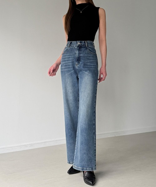 Louere（ルエレ）の「ストレッチハイウエストストレートデニムパンツ[高身長サイズST有り]（デニムパンツ・レディース・ブラック/ライトブルー/ワンウォッシュ・SMALL/MEDIUM/LARGE/X-LARGE/ST）」の20枚目の写真