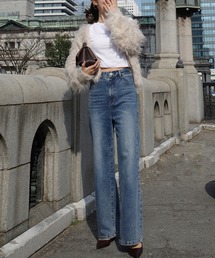 Louere（ルエレ）の「ストレッチハイウエストストレートデニムパンツ[高身長サイズST有り]（デニムパンツ）」