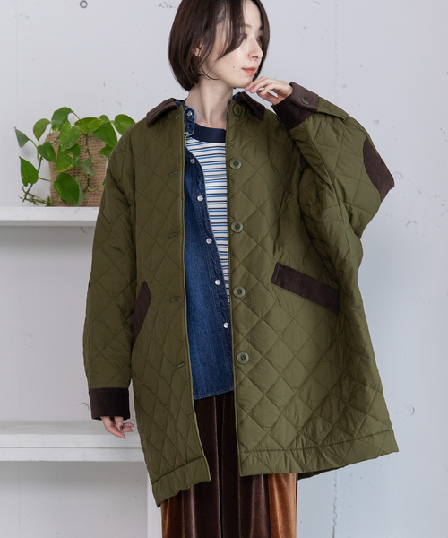 POU DOU DOU(プードゥドゥ)の「キルティングドルマンコート(その他アウター・レディース・アイボリー/カーキ/ネイビー・M)」の2枚目の写真