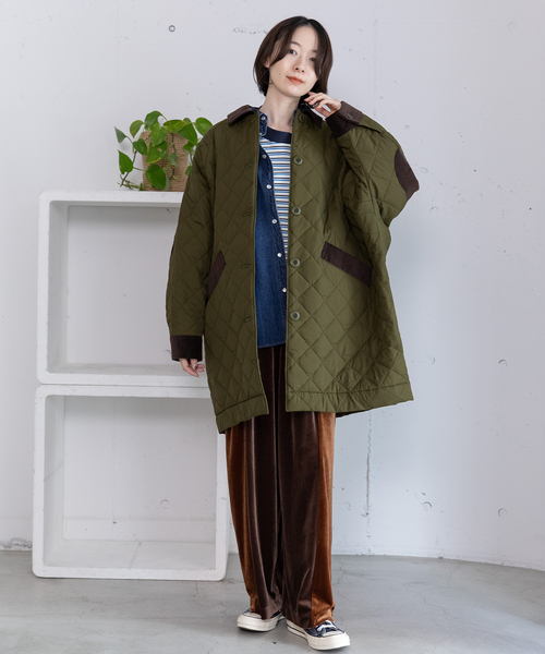 POU DOU DOU(プードゥドゥ)の「キルティングドルマンコート(その他アウター・レディース・アイボリー/カーキ/ネイビー・M)」の4枚目の写真