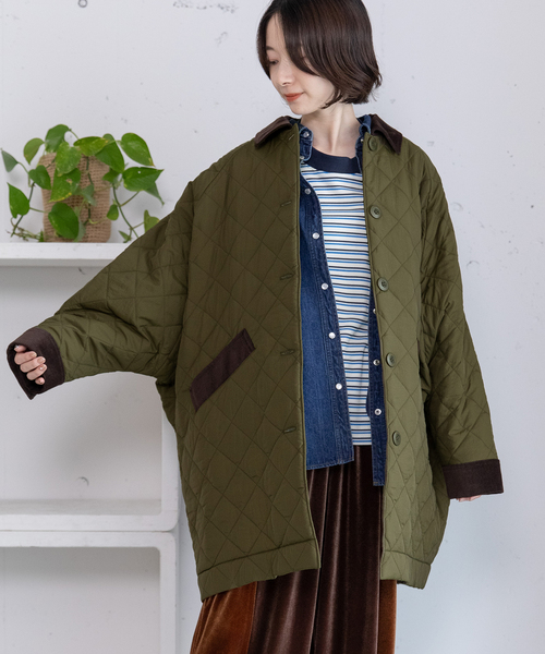 POU DOU DOU(プードゥドゥ)の「キルティングドルマンコート(その他アウター・レディース・アイボリー/カーキ/ネイビー・M)」の10枚目の写真