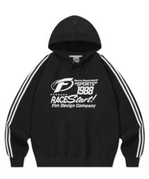 レーシングスピリットラグランフードパーカー-ブラック