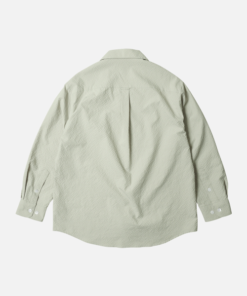 FRIZMWORKS（フリズムワークス）の「OPEN COLLAR SOLID SEERSUCKER SHIRT _ LIGHT KHAKI（シャツ/ブラウス・メンズ・その他・MEDIUM/LARGE/X-LARGE）」の2枚目の写真