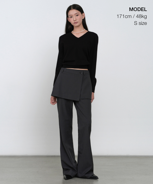 MUSINSA STANDARD WOMAN（ムシンサスタンダードウーマン）の「ウィメンズラップスカートレイヤードスラックス[グレー]（スラックス・レディース・その他・34/28/29/32/30/31/25/26/27/24）」の2枚目の写真