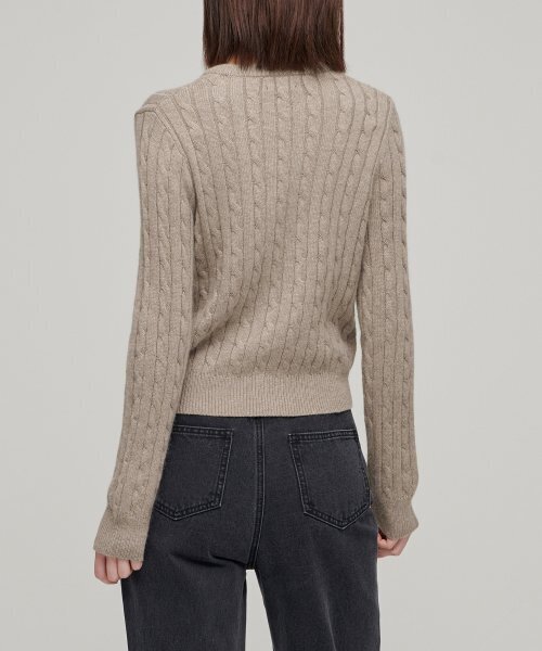 MUSINSA STANDARD WOMAN（ムシンサスタンダードウーマン）の「ウィメンズアンゴラブレンドケーブルクルーネックニット[ヘッダーベージュ]（ニット/セーター・レディース・その他・SMALL/MEDIUM/LARGE/X-SMALL）」の2枚目の写真