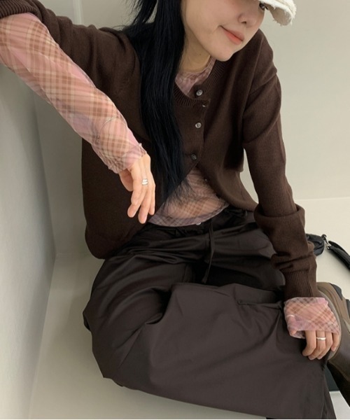 Vipoa(ヴィポア)の「check sheer tops(Tシャツ/カットソー・レディース・ブラック/ブルー/ピンク・FREE)」の8枚目の写真