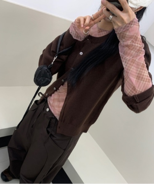 Vipoa(ヴィポア)の「check sheer tops(Tシャツ/カットソー・レディース・ブラック/ブルー/ピンク・FREE)」の11枚目の写真