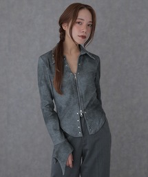 rivet double zip gradation tops