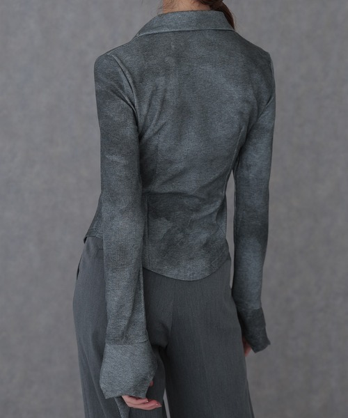 SUWDEE（スーディー）の「rivet double zip gradation tops（Tシャツ/カットソー・レディース・グレー/ブラック・FREE）」の11枚目の写真