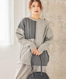 studio CLIP | 5ゲージふわかるパッチワークニット(ニット/セーター)