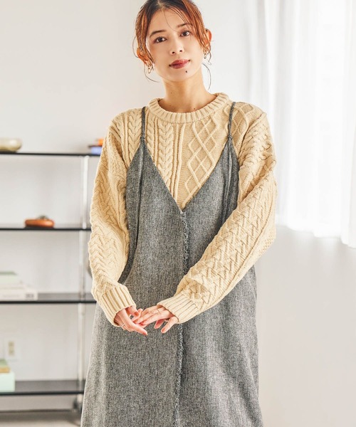 セール】5ゲージふわかるパッチワークニット（ニット/セーター