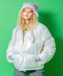 a.p.o.v.（エーピーオービー）の「a.p.o.v. シャイニーポリ襟付きクロップド中綿ジャケット（ダウンジャケット/コート）」