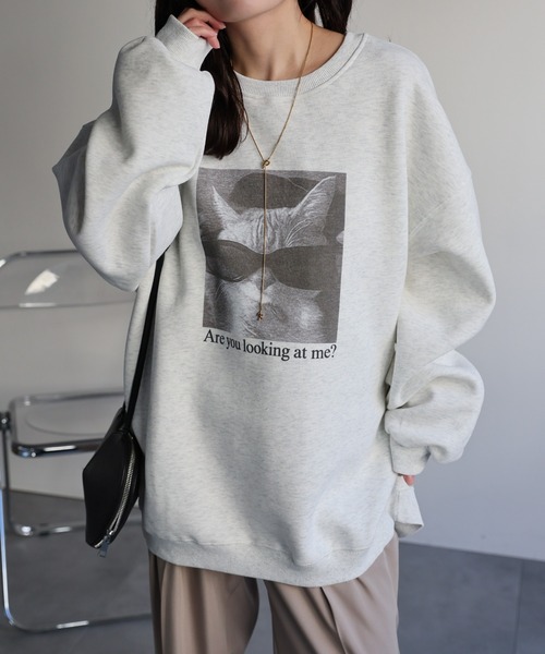 ap retro（アプレトロ）の「フォトプリントスウェット/プルオーバー（スウェット・レディース・ホワイト系その他/オートミール/ブラック/グレー系その他/ブラック系その他/グレー・FREE）」の9枚目の写真