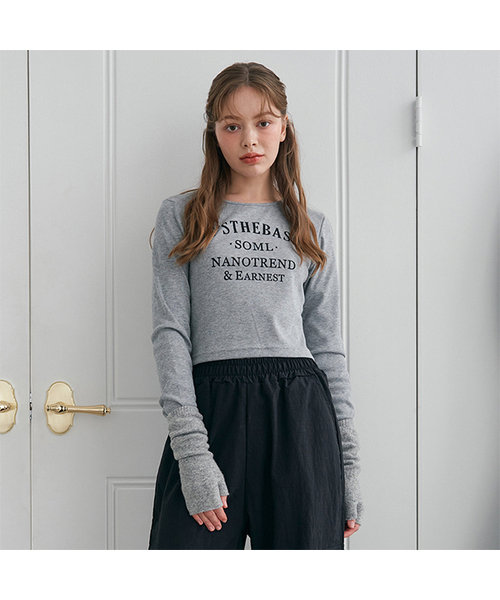 5OML(オーオーエムエル)の「レイヤードレタリングスリムロングスリーブ(メランジェグレー)(Tシャツ/カットソー・レディース・グレー・MEDIUM)」の1枚目の写真