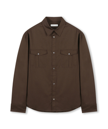 BESLOW（ビースロー）の「OVERSIZED MILITARY SHIRT BROWN（シャツ/ブラウス）」