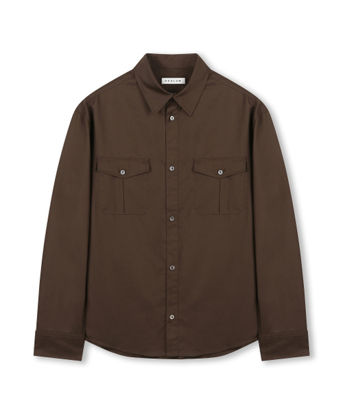 BESLOW(ビースロー)の「OVERSIZED MILITARY SHIRT BROWN(シャツ/ブラウス・メンズ・その他・SMALL/MEDIUM)」の1枚目の写真