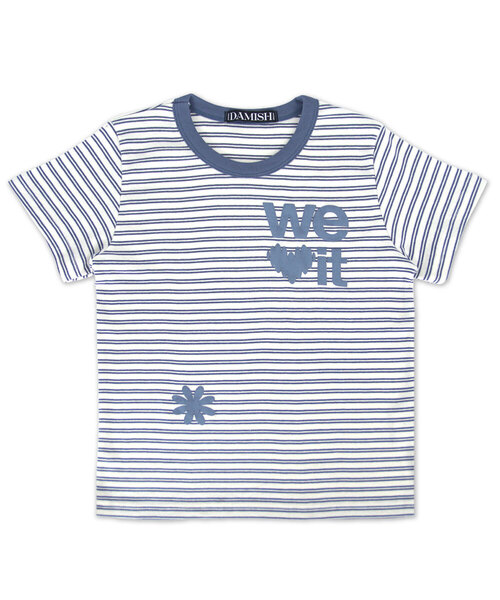 DAMISH(ダミシュ)の「ウィラブイットストライプTシャツ_ブルー(Tシャツ/カットソー・レディース・ブルー・FREE)」の1枚目の写真