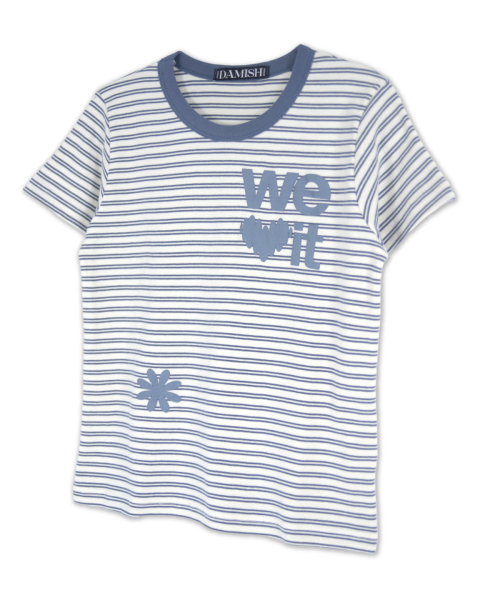 DAMISH(ダミシュ)の「ウィラブイットストライプTシャツ_ブルー(Tシャツ/カットソー・レディース・ブルー・FREE)」の2枚目の写真